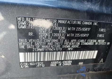2024 Toyota Rav4 Hybrid Le from USA, damaged, VIN 2T3MWRFV7RW241019